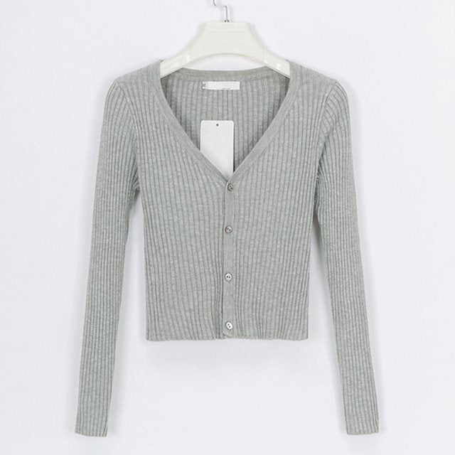 Fitted Womens Cropped Cardigan - Ribbed Knit, Casual Grey 3D Changing Face Moving Picture Frame - Tophatter Daily Deals