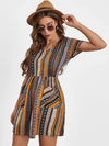 Pocketed Striped Short Sleeve Dress Casual Dresses - Tophatter Daily Deals