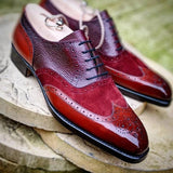 British style carved lace Goodyear breathable high-end men's shoes Red 0 - Tophatter Daily Deals