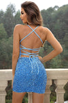 Sequined Lace-Up Backless Mini Dress Cocktail Dresses - Tophatter Daily Deals