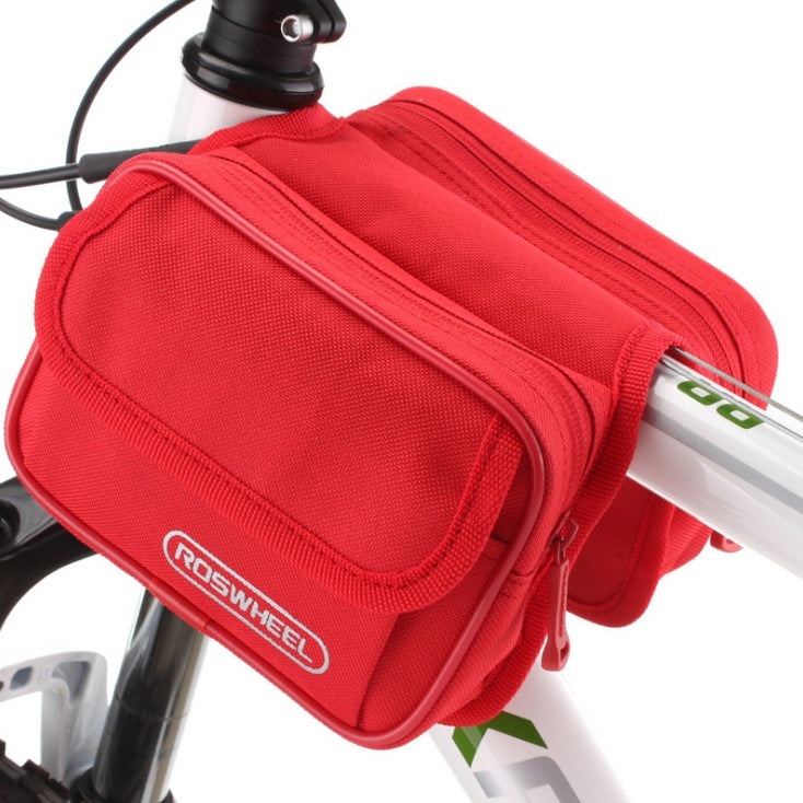 Bicycle bag front beam bag saddle bag mountain bike equipment riding bag on tube bag bicycle accessories bag Red 0 - Tophatter Daily Deals