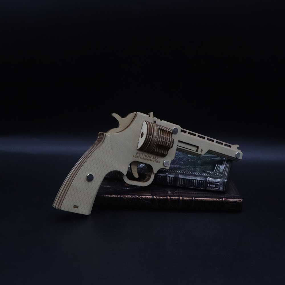 Assembled Revolver Wooden Rubber Band Gun Model Kit - Tophatter Daily Deals