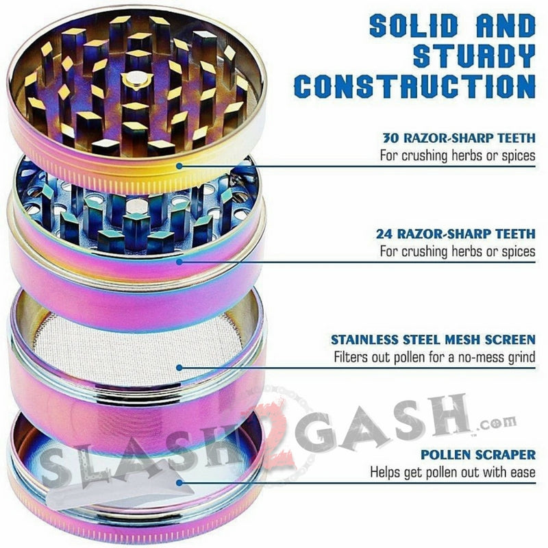 Rainbow Stainless Steel Magnetic Spice Herb Grinder 4 piece - 3 Sizes Smoking Accessories - Tophatter Daily Deals