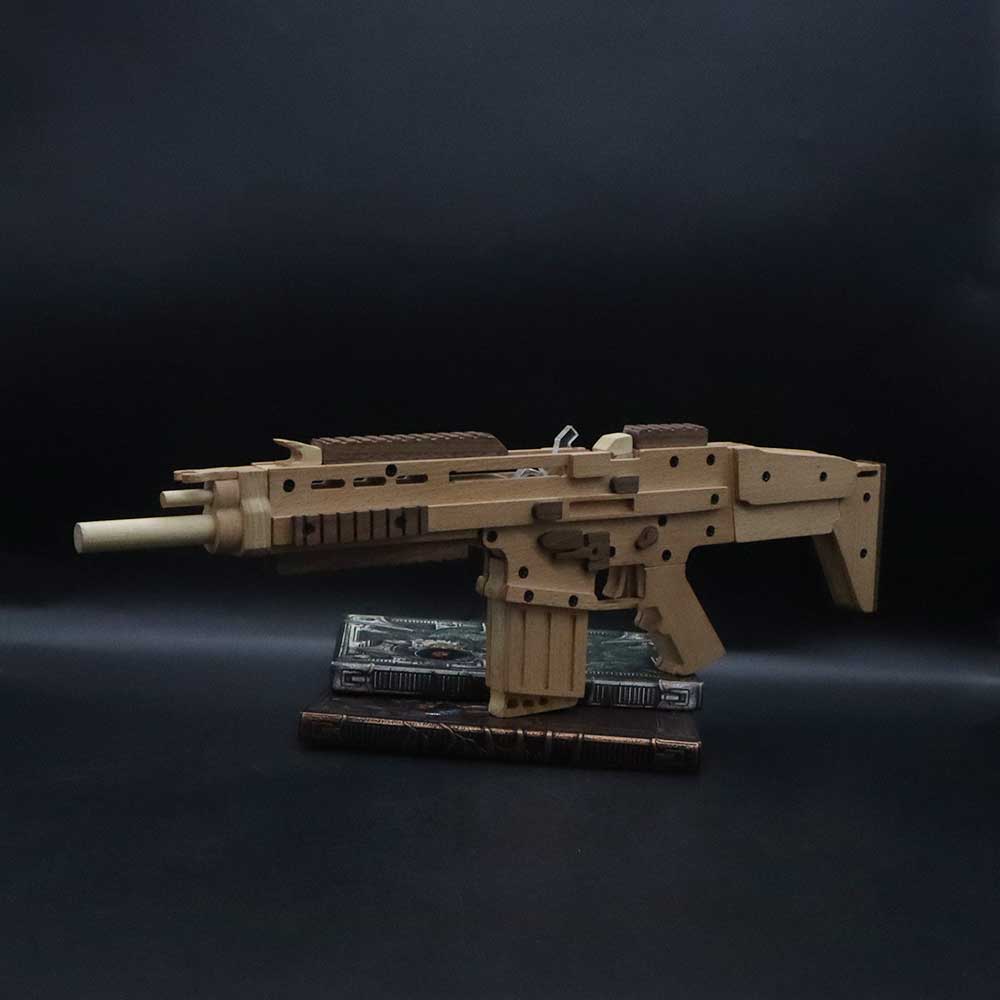 Wooden Scar Assault Rifle Replica Rubber Band Gun Model Kit - Tophatter Daily Deals