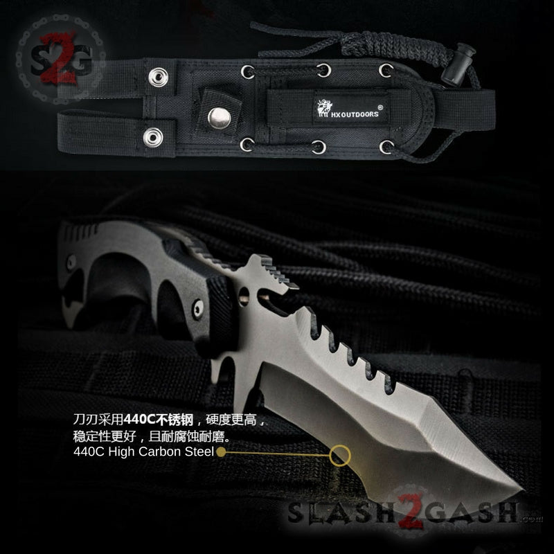 HX OUTDOORS Tactical Knife 440C Blade K10 w/ Sheath Plated Titanium Knife-Fixed - Tophatter Daily Deals