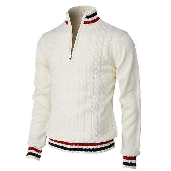 Warm Men's Pullover - Cable Half Zip, Soft Knit, For Winter White - Tophatter Daily Deals