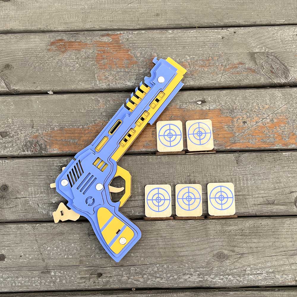 Battle Wolf 3D Gun Puzzle Wooden Rubber Band Gun Model Kit - Tophatter Daily Deals