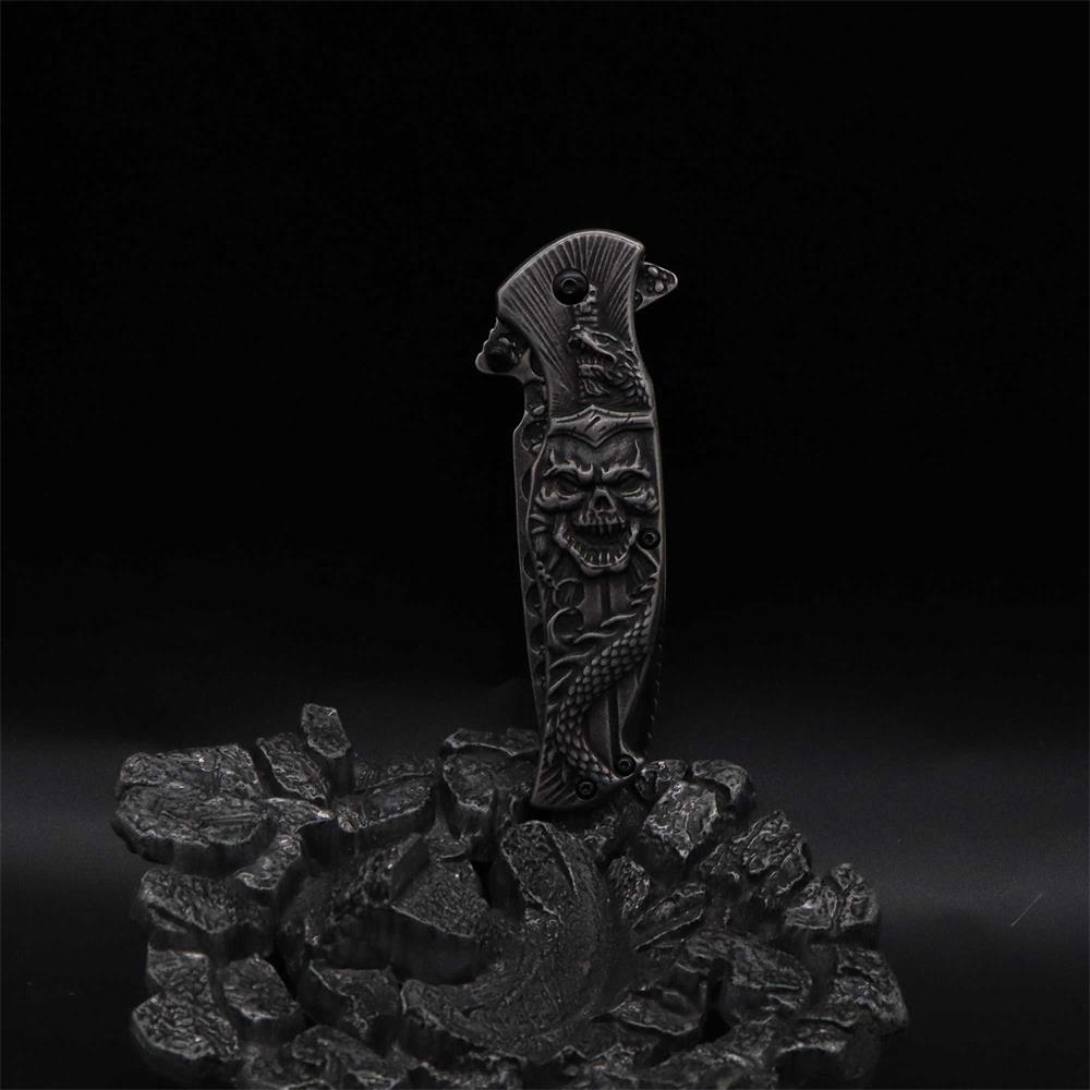 Snake Skull Relief Folding Knife - Tophatter Daily Deals