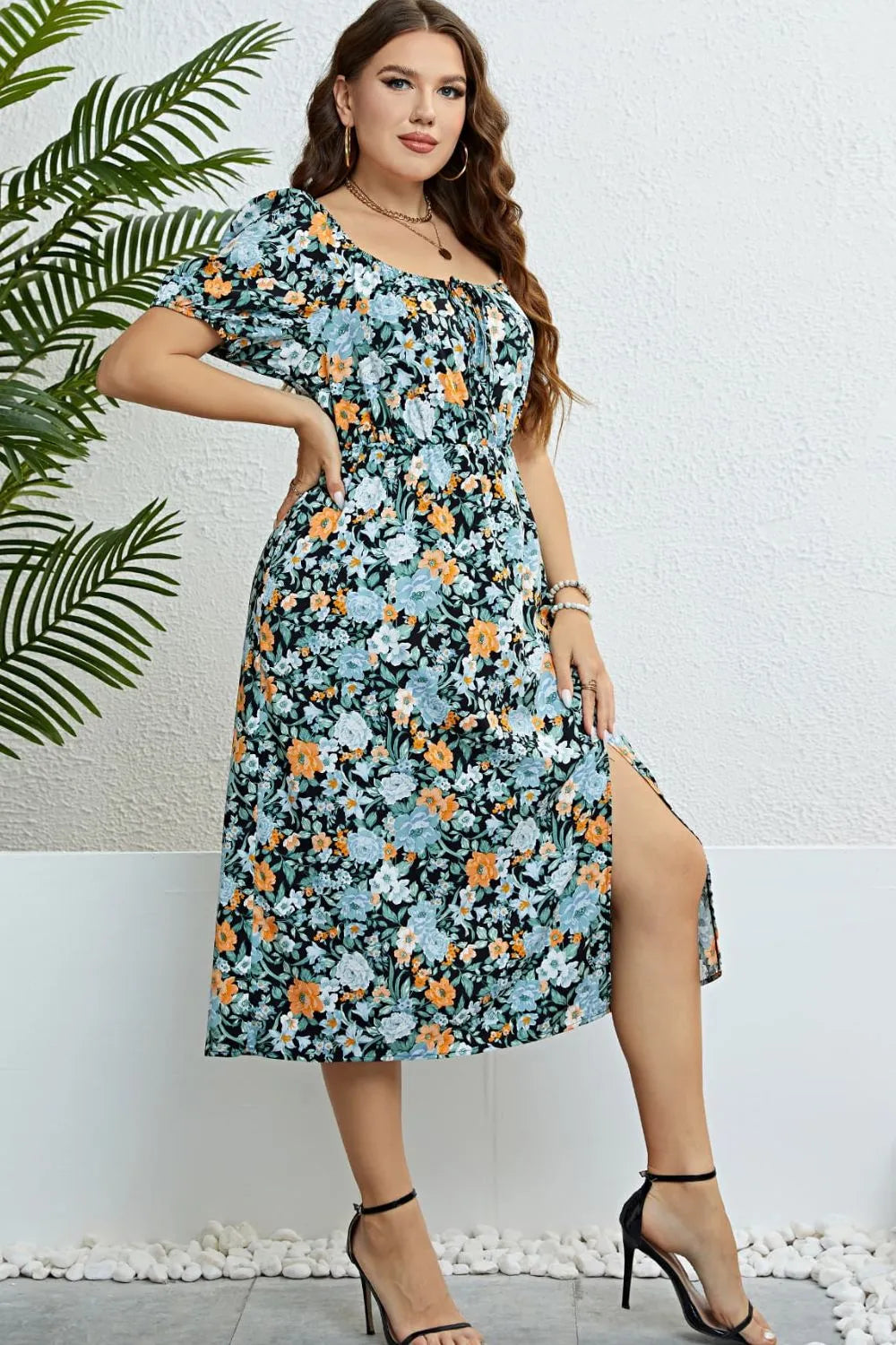 Floral Split Short Sleeve Dress Casual Dresses - Tophatter Daily Deals