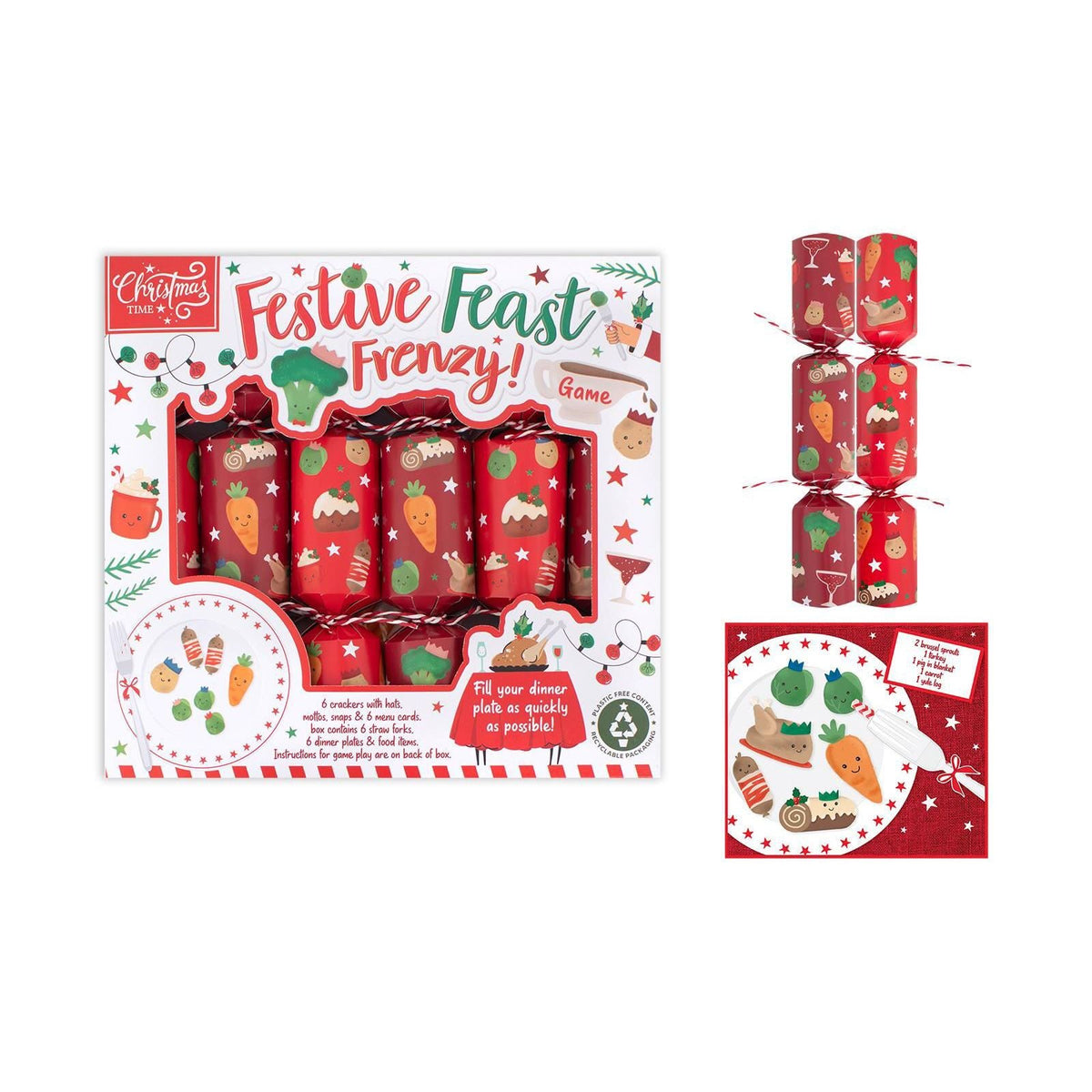 Festive Feast Frenzy Game | 6 Family Christmas Crackers Christmas Dinner Game Christmas Cracker - Tophatter Daily Deals
