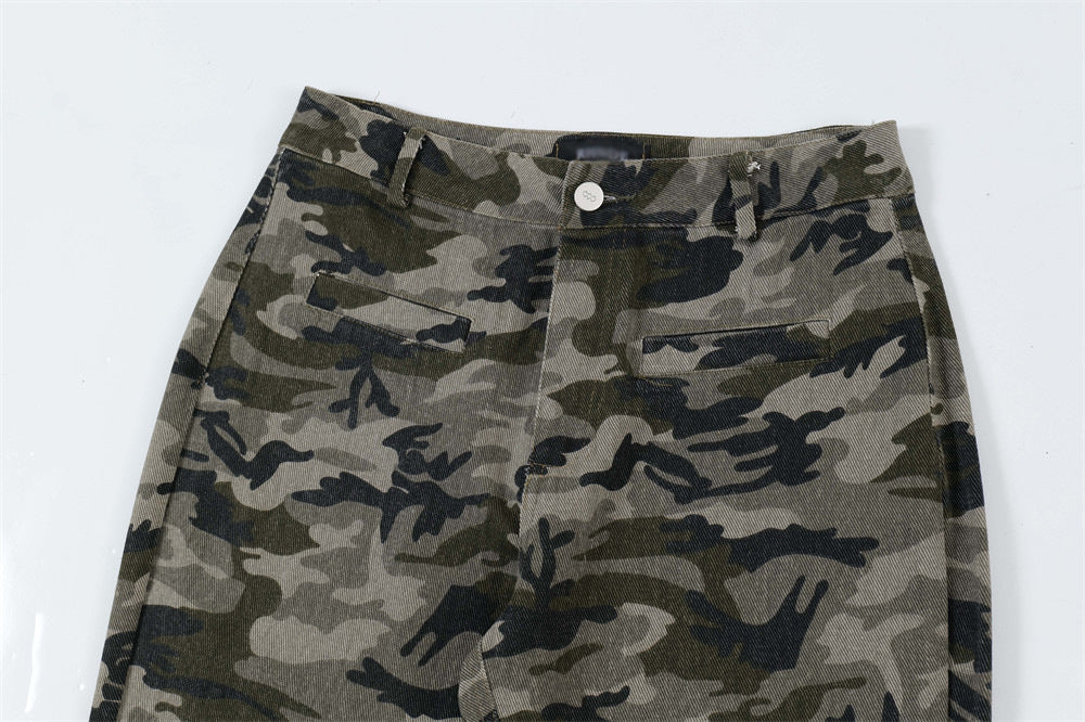 American Retro Camouflage Bell-bottom Pants Men 0 - Tophatter Daily Deals