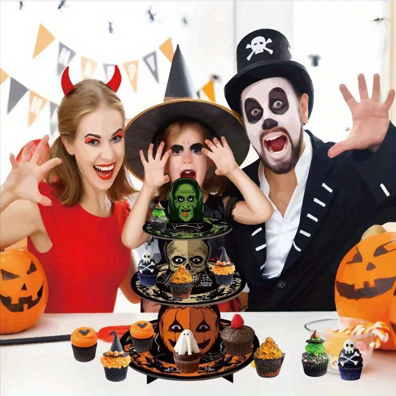 Halloween Cake Stand Tiered Dessert Display Halloween - Tophatter Daily Deals