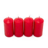 Set of 4 Red Pillar Candles | Unscented Wax Candles for Home & Events - 5x10cm Candle - Tophatter Daily Deals