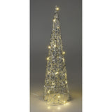Silver Cone LED Christmas Tree | Warm White Pre-lit Light-Up Tree Cone - 40cm LED Light - Tophatter Daily Deals