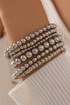 White Multi Layered Pearl Beaded Bracelet White ONE SIZE metal Bracelets - Tophatter Daily Deals