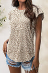 Printed Round Neck Short Sleeve T-Shirt Ivory Women's T-Shirts - Tophatter Daily Deals