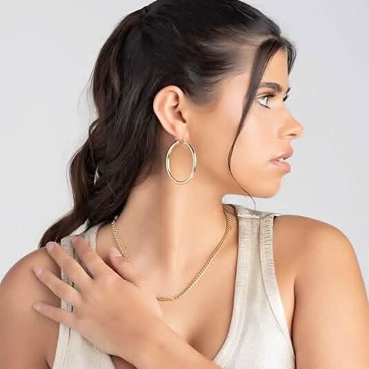 S925 50mm Solid Hoop Earrings for Women Earrings - Tophatter Daily Deals