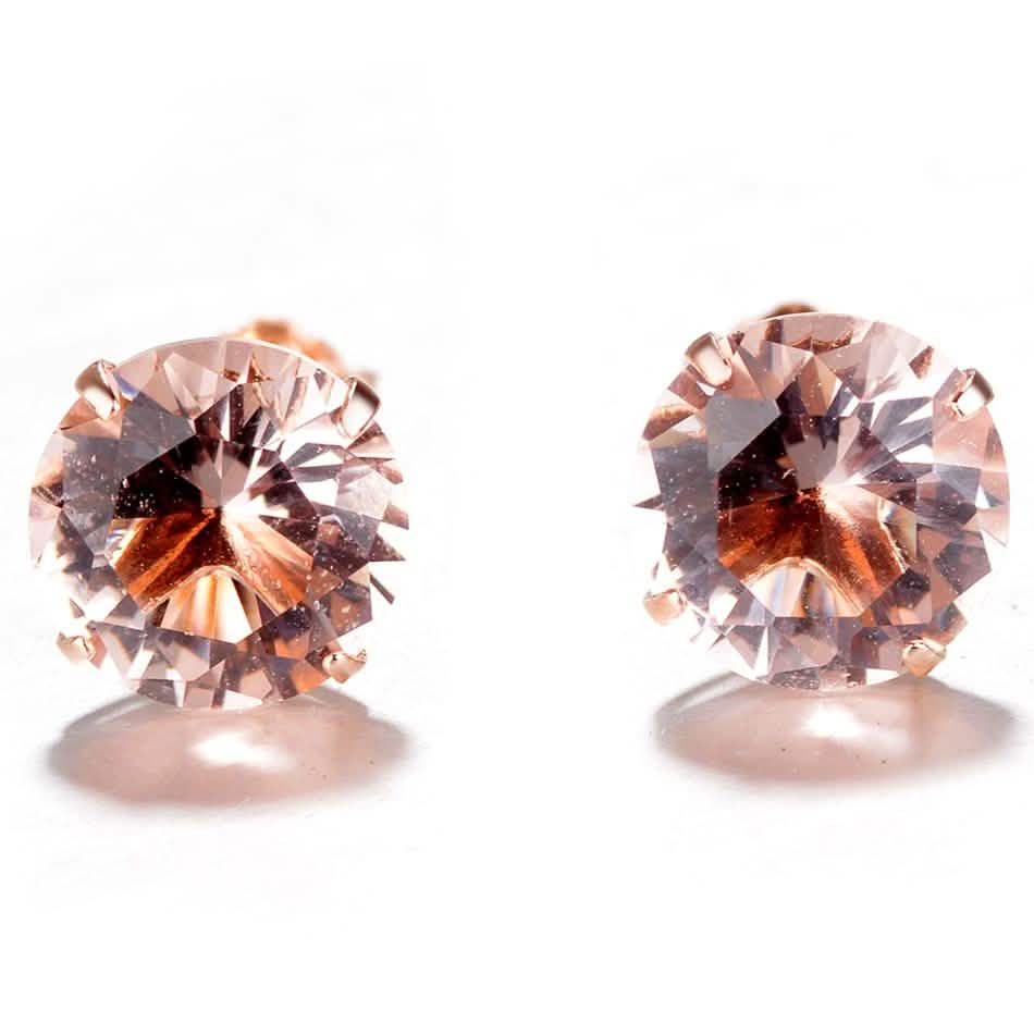 18K Rose Over Sterling Silver Genuine Morganite Stud Earrings Earrings - Tophatter Daily Deals