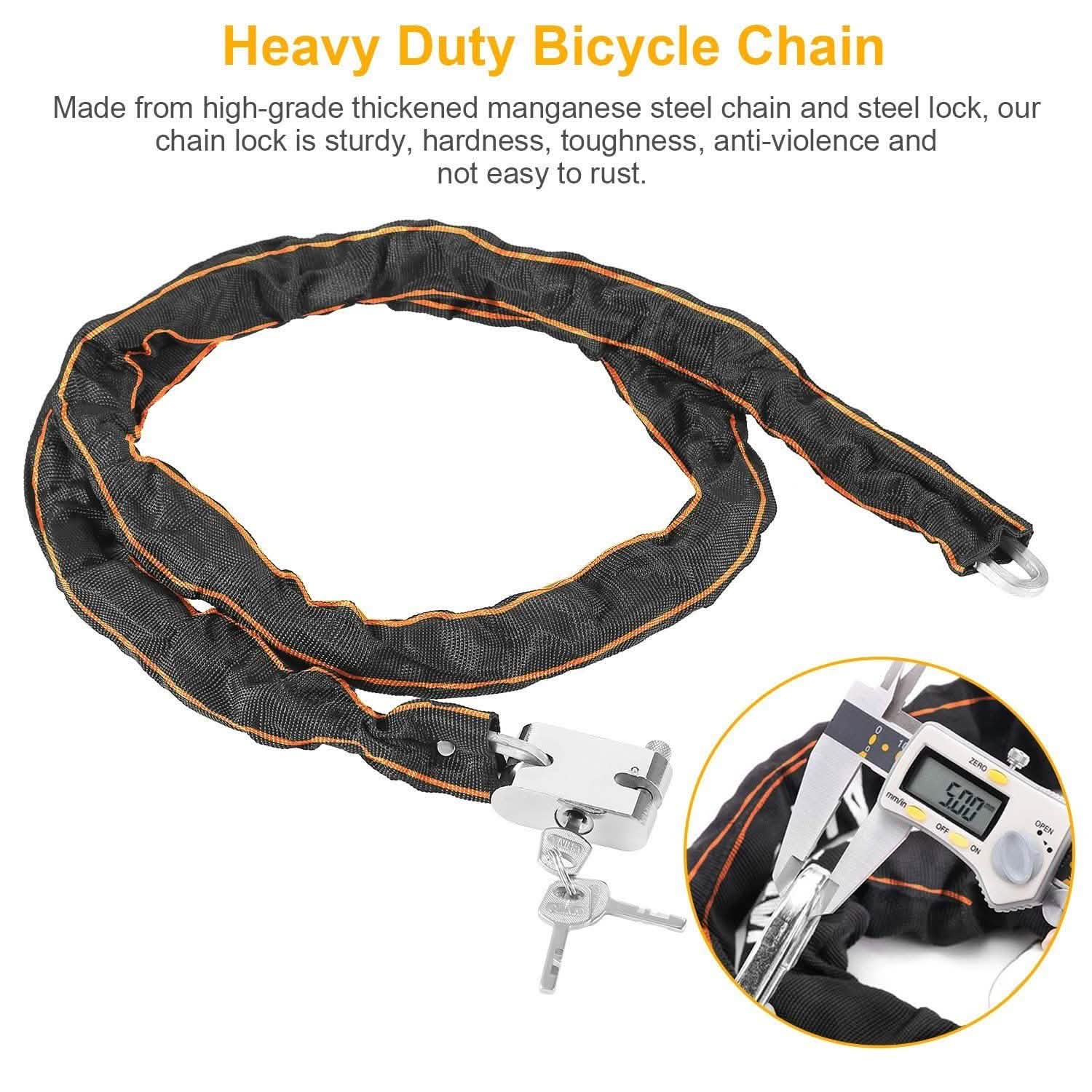 1.8m Bike Chain Lock with 3 Keys Heavy Duty Security Lock Outdoor Recreation - Tophatter Daily Deals