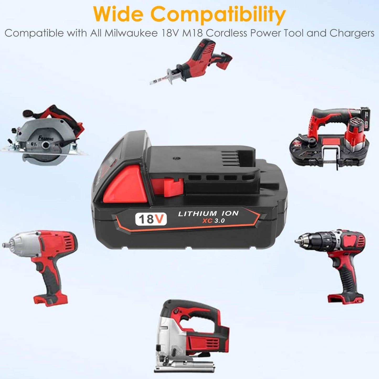 18V Battery Replacement Compatible with Milwaukee M18 Cordless Power Tool Home Improvement - Tophatter Daily Deals