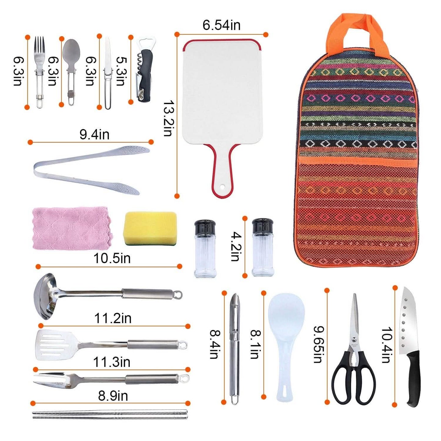 19-Piece: Camping Cooking Utensil Kit Portable Picnic Cookware Outdoor Recreation - Tophatter Daily Deals