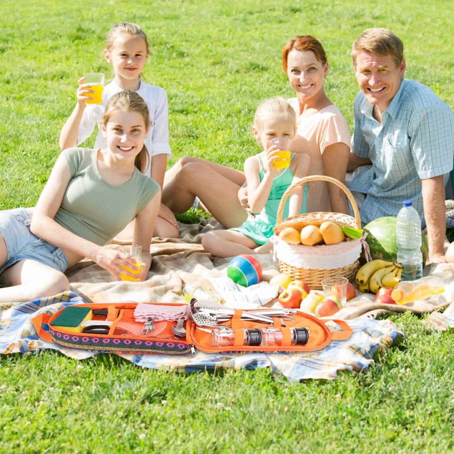 19-Piece: Camping Cooking Utensil Kit Portable Picnic Cookware Outdoor Recreation - Tophatter Daily Deals