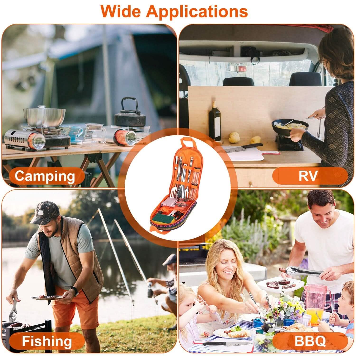 19-Piece: Camping Cooking Utensil Kit Portable Picnic Cookware Outdoor Recreation - Tophatter Daily Deals