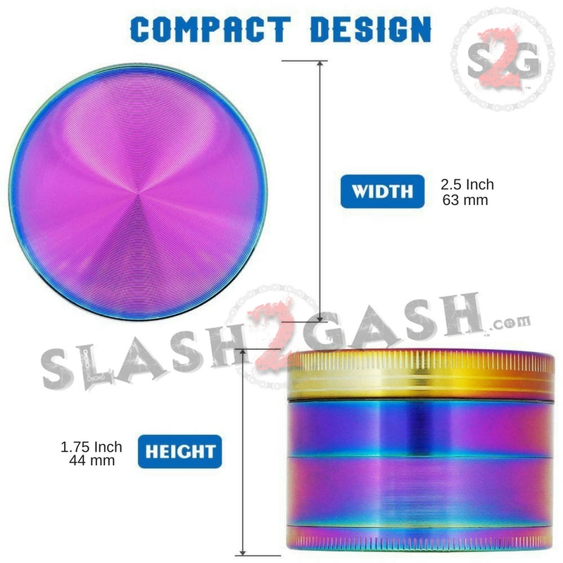 Rainbow Stainless Steel Magnetic Spice Herb Grinder 4 piece - 3 Sizes Smoking Accessories - Tophatter Daily Deals