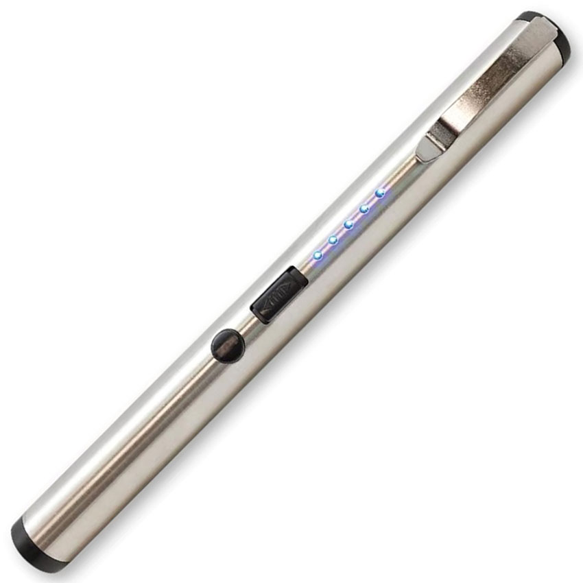 Small Pen Sized 7 Inches Rechargeable Stun Gun Silver - Tophatter's Guns'N'Weapons Store Collectible Weapons - Tophatter Daily Deals