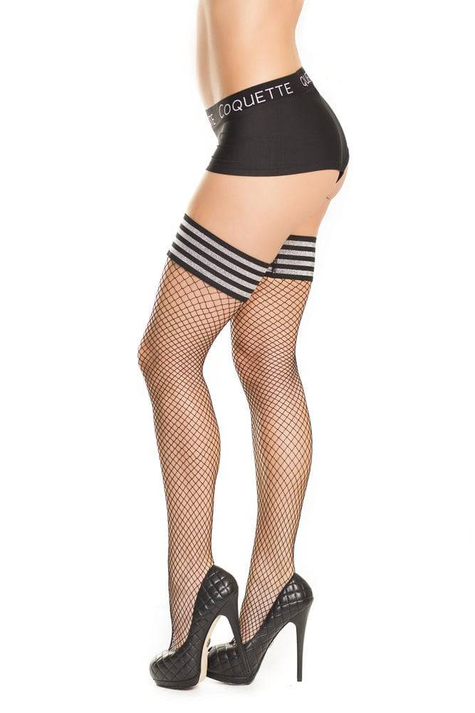 Coquette - 1907X - Plus Size Fishnet Stockings - Black - OSXL Lingerie - Tophatter Daily Deals