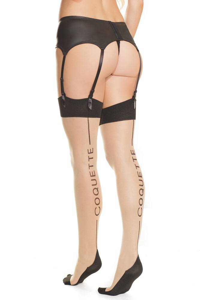 Coquette - 1908X - Coquette Stockings - Black/Nude - OSXL Lingerie - Tophatter Daily Deals
