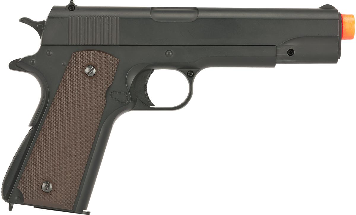 FULL METAL M1911 Style Airsoft Pistol w/ Extra Storage 42 rds - Silver Tan Grip - Black Slide Airsoft-SpringPistol - Tophatter Daily Deals