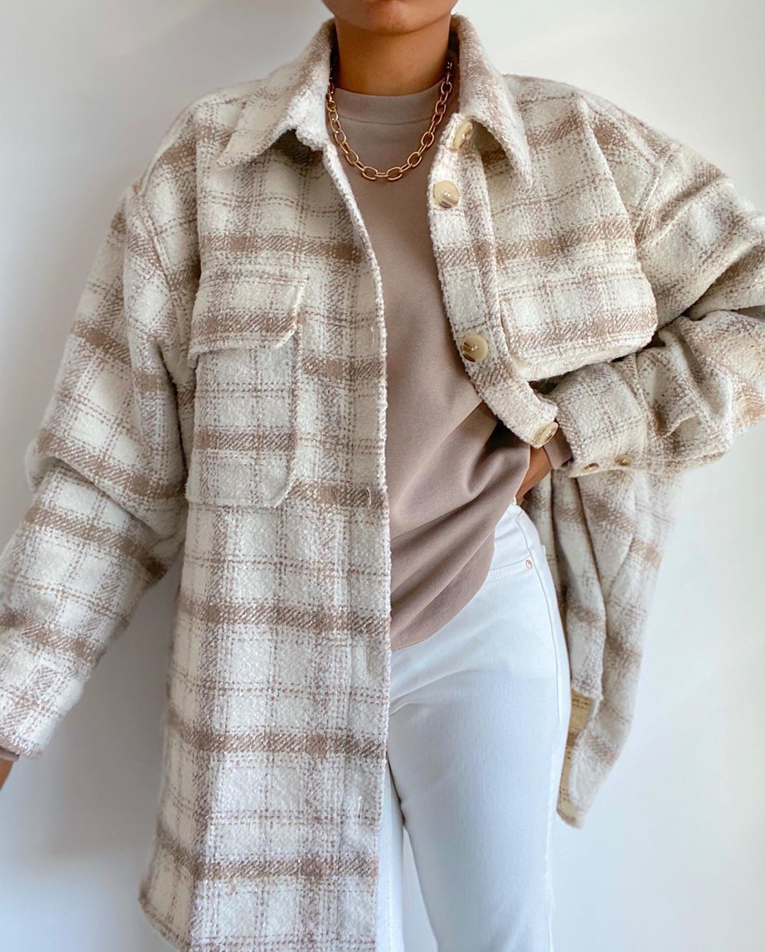 Oversized Womens Long Coat - Shirt Style, Tweed, For City 3D Changing Face Moving Picture Frame - Tophatter Daily Deals