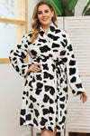 Plus Size Printed Tie Waist Robe with Pocket Cow Print Sleep Dresses - Tophatter Daily Deals