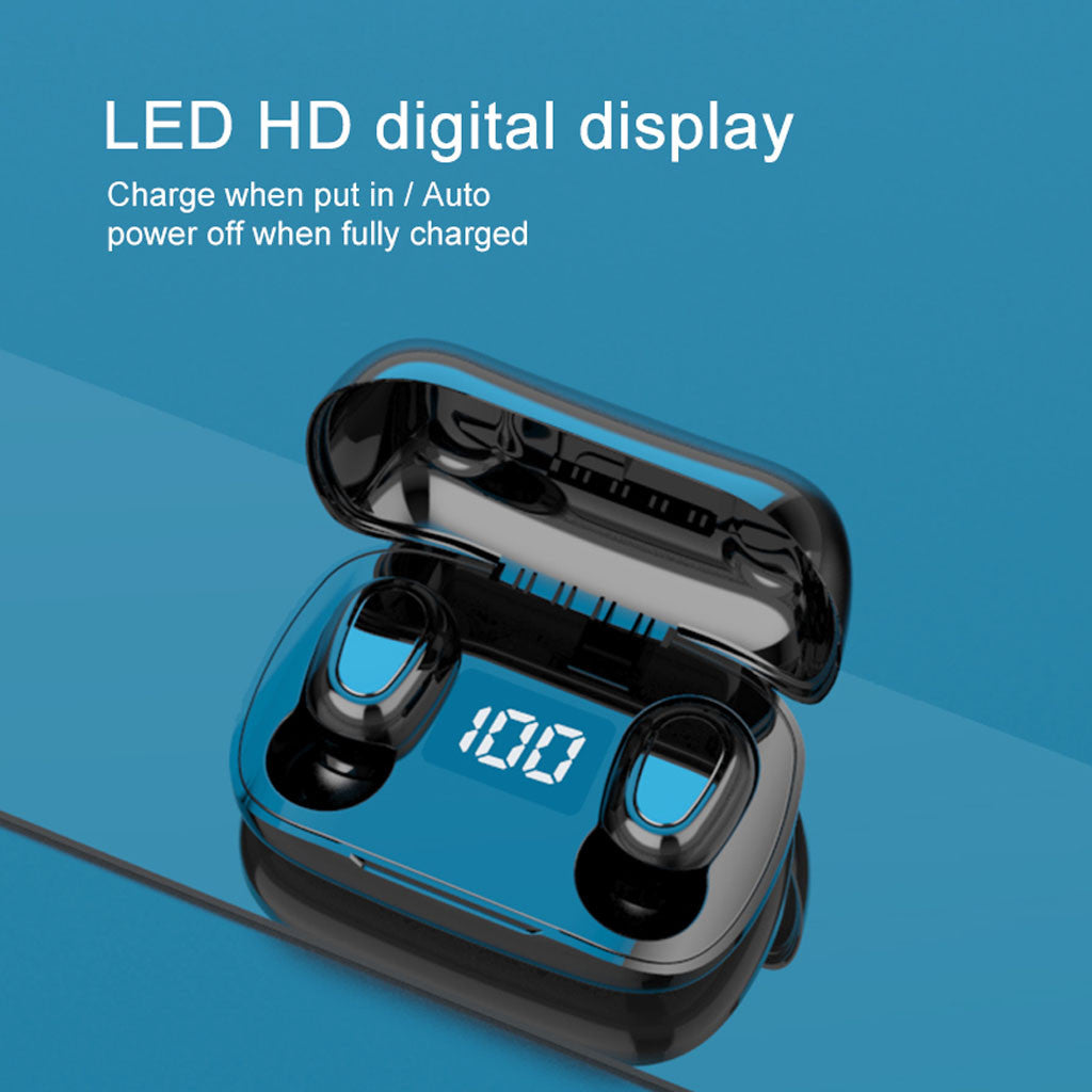 Bluetooth Wireless In-Ear Stereo Earphones Digital Charging Box New Bluetooth Headset 0 - Tophatter Daily Deals