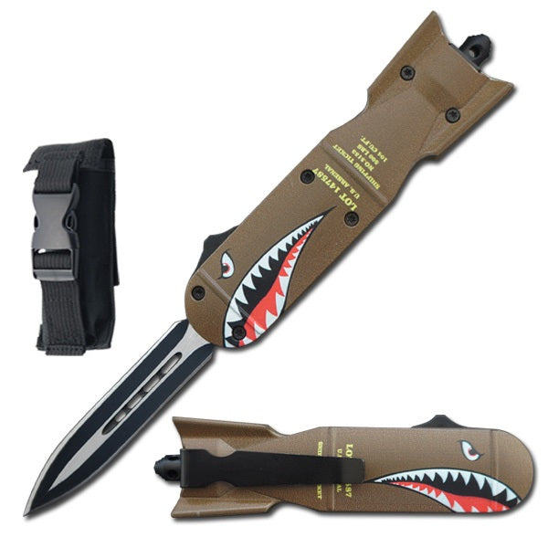7.25" Shark Bomb Fighter OTF Automatic Knife - TOPHATTER'S ARMORY DEALS Collectible Weapons - Tophatter Daily Deals