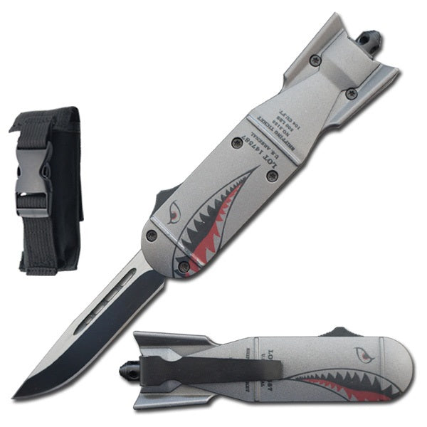 7.25" Shark Bomb Fighter Out Of The Front Automatic Knife - TOPHATTER'S ARMORY DEALS Collectible Weapons - Tophatter Daily Deals