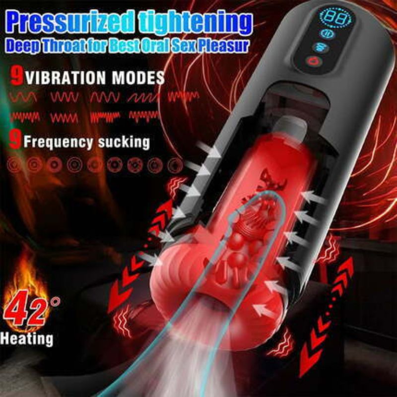 Acmejoy - 9 Telescopic Vibration Sucking Heated Aircraft Male Stroker Masturbation Cup - Tophatter Daily Deals