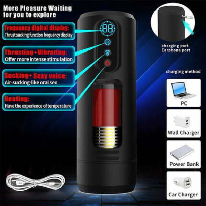 Acmejoy - 9 Telescopic Vibration Sucking Heated Aircraft Male Stroker Masturbation Cup - Tophatter Daily Deals