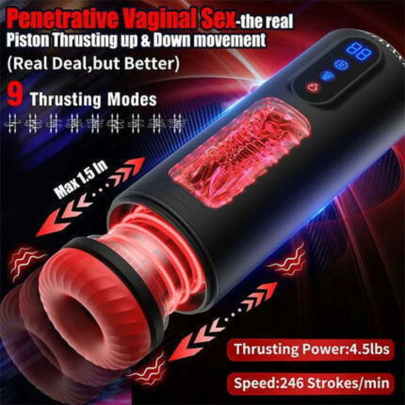 Acmejoy - 9 Telescopic Vibration Sucking Heated Aircraft Male Stroker Masturbation Cup - Tophatter Daily Deals