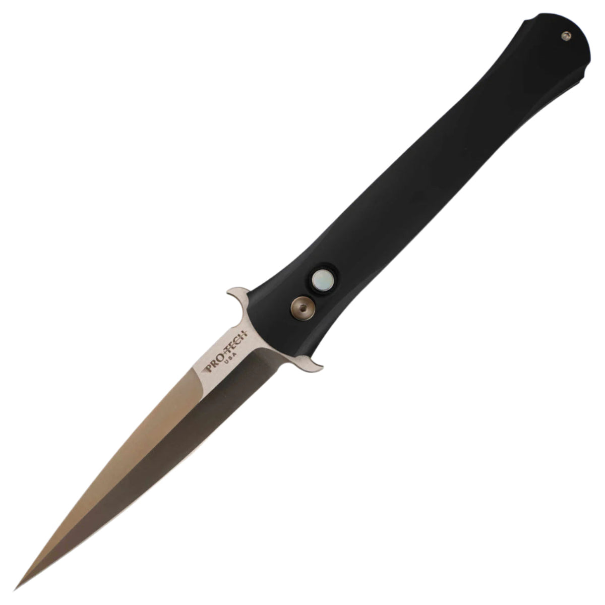 Pro-Tech Knives Large Don - Automatic - Black Handle - 154CM - 1921-MOP Automatic Knives - Tophatter Daily Deals
