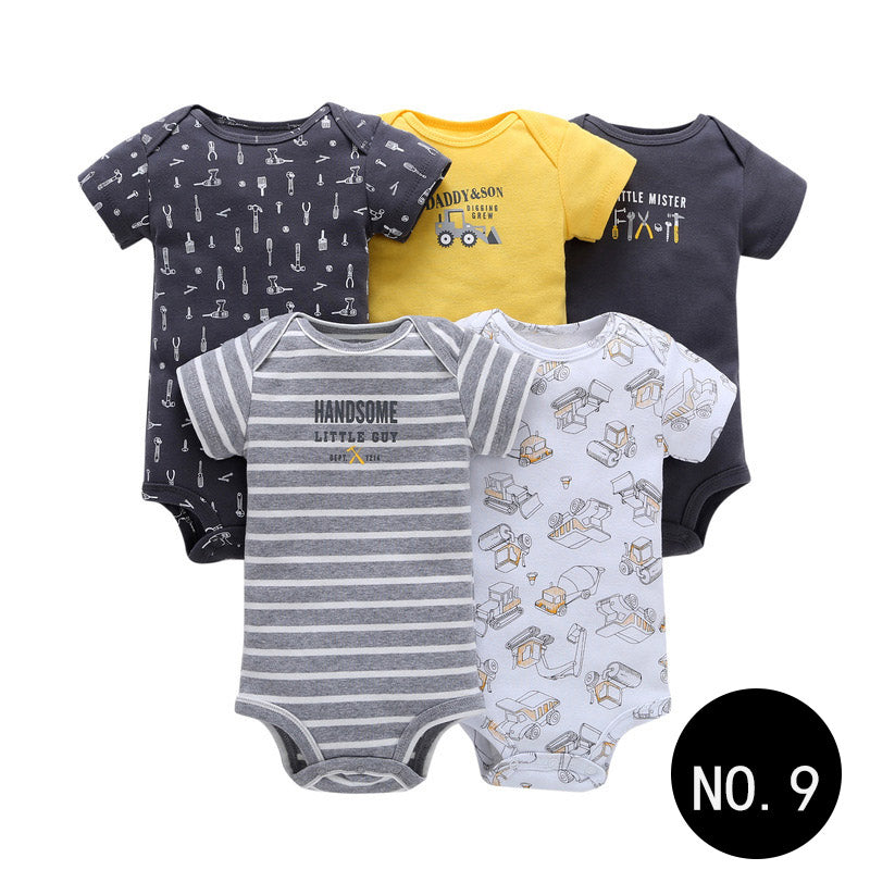 Baby Short Climb 5-piece Romper Boys and Girls Cotton One-piece Rompers 9Style Q5pcs 0 - Tophatter Daily Deals