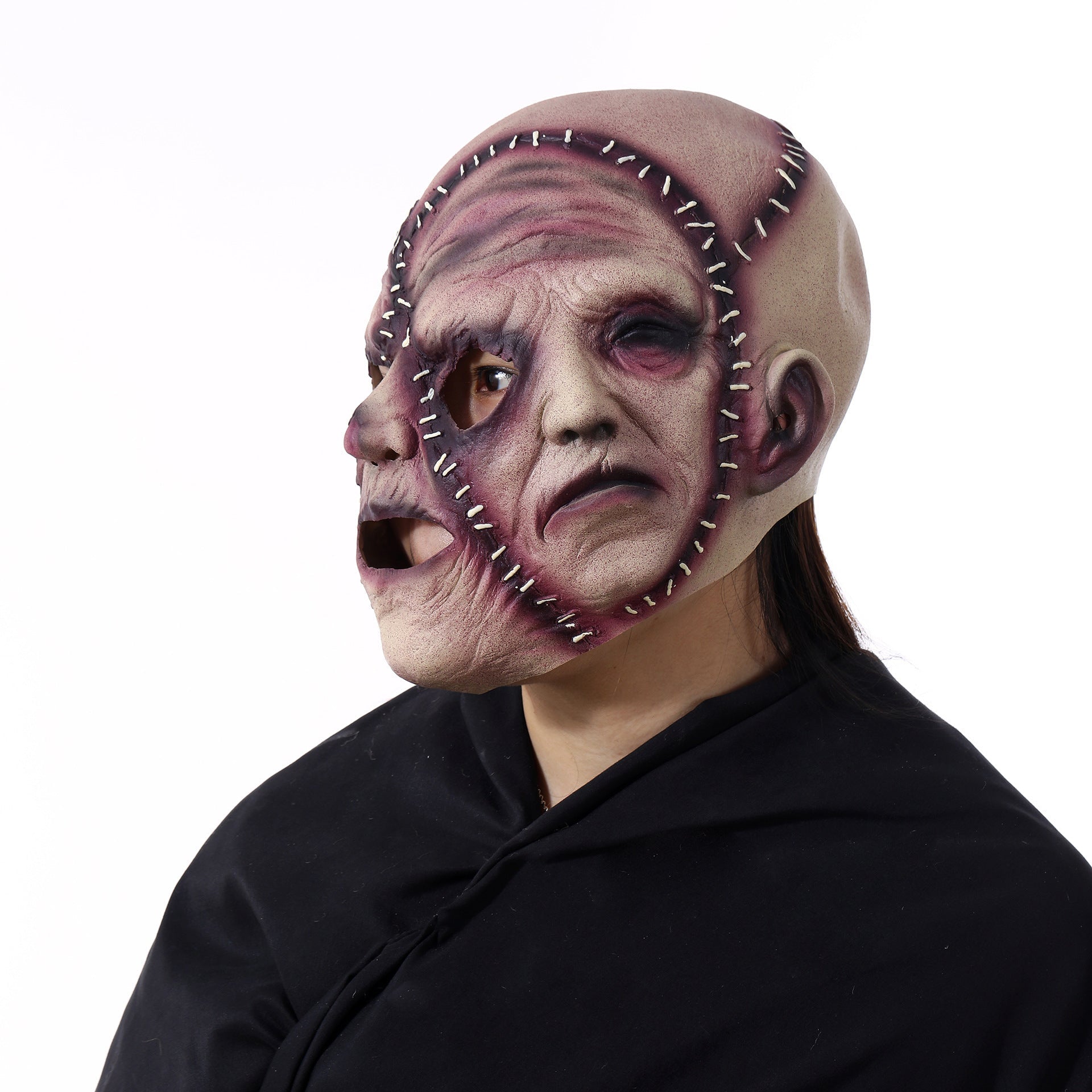 Halloween Mask Three Sided Grimace Latex Cosplay Prop 3D Changing Face Moving Picture Frame - Tophatter Daily Deals