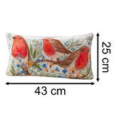 Robin Forget Me Not Cushion | Soft Velour Scatter Pillow with Watercolour Bird Cushion - Tophatter Daily Deals