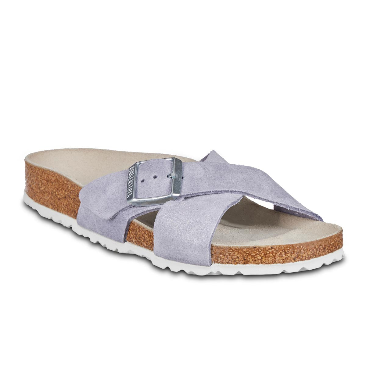 Birkenstock Siena Suede Leather Sandals Purple Fog 38 Medium Narrow Footwear - Tophatter Daily Deals