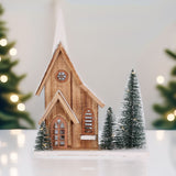 LED Wooden Christmas House with Bottle Brush Trees | Light-Up Rustic House LED Light - Tophatter Daily Deals