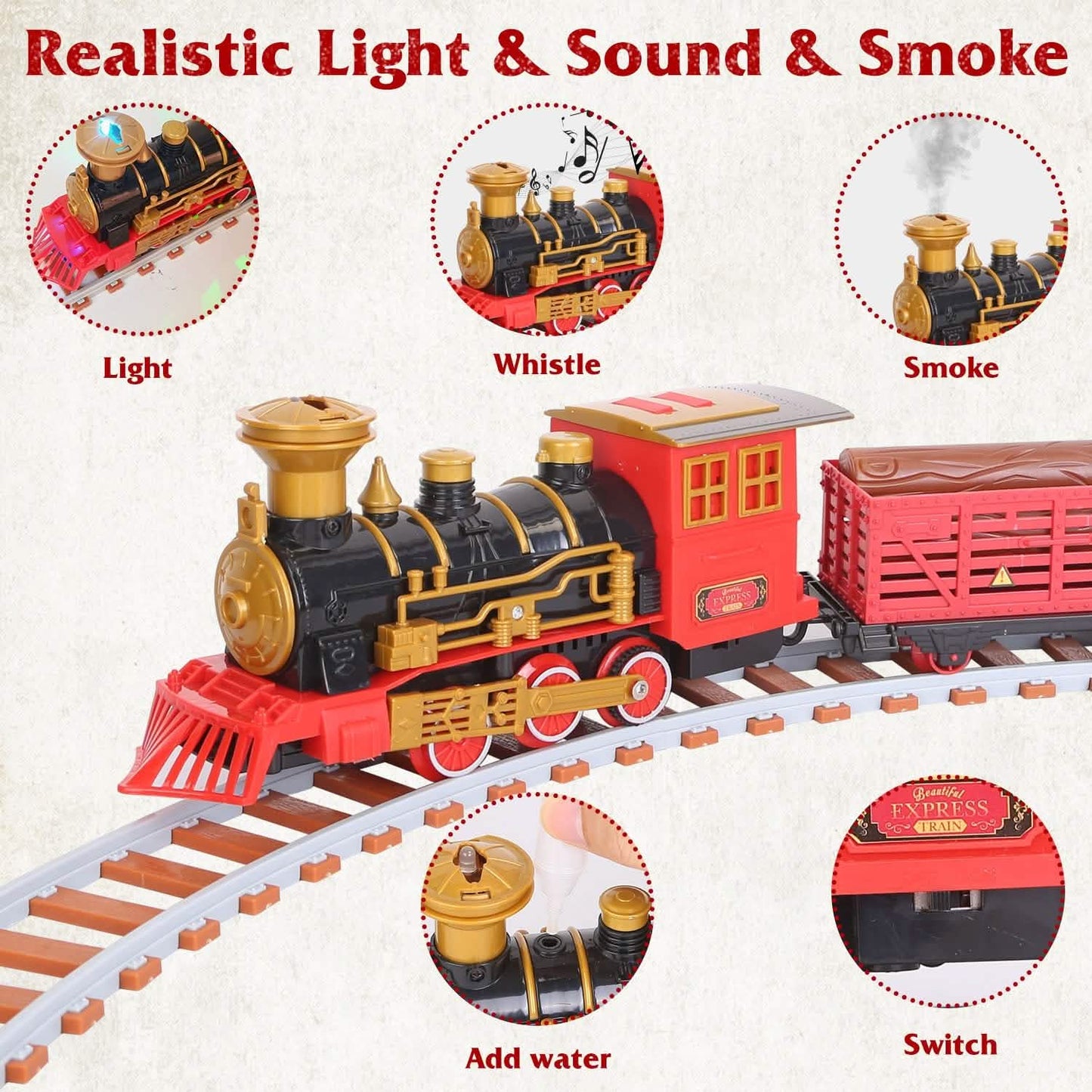 193-Piece: Electric Train Set Steam Locomotive Passenger Coach Coal Car Christmas Train Toys & Games - Tophatter Daily Deals