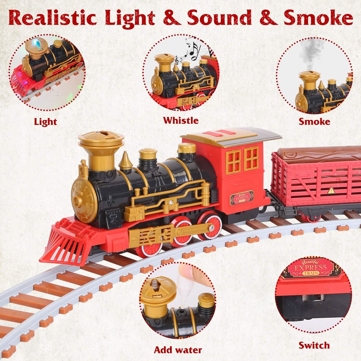 193-Piece: Electric Train Set Steam Locomotive Passenger Coach Coal Car Christmas Train Toys & Games - Tophatter Daily Deals