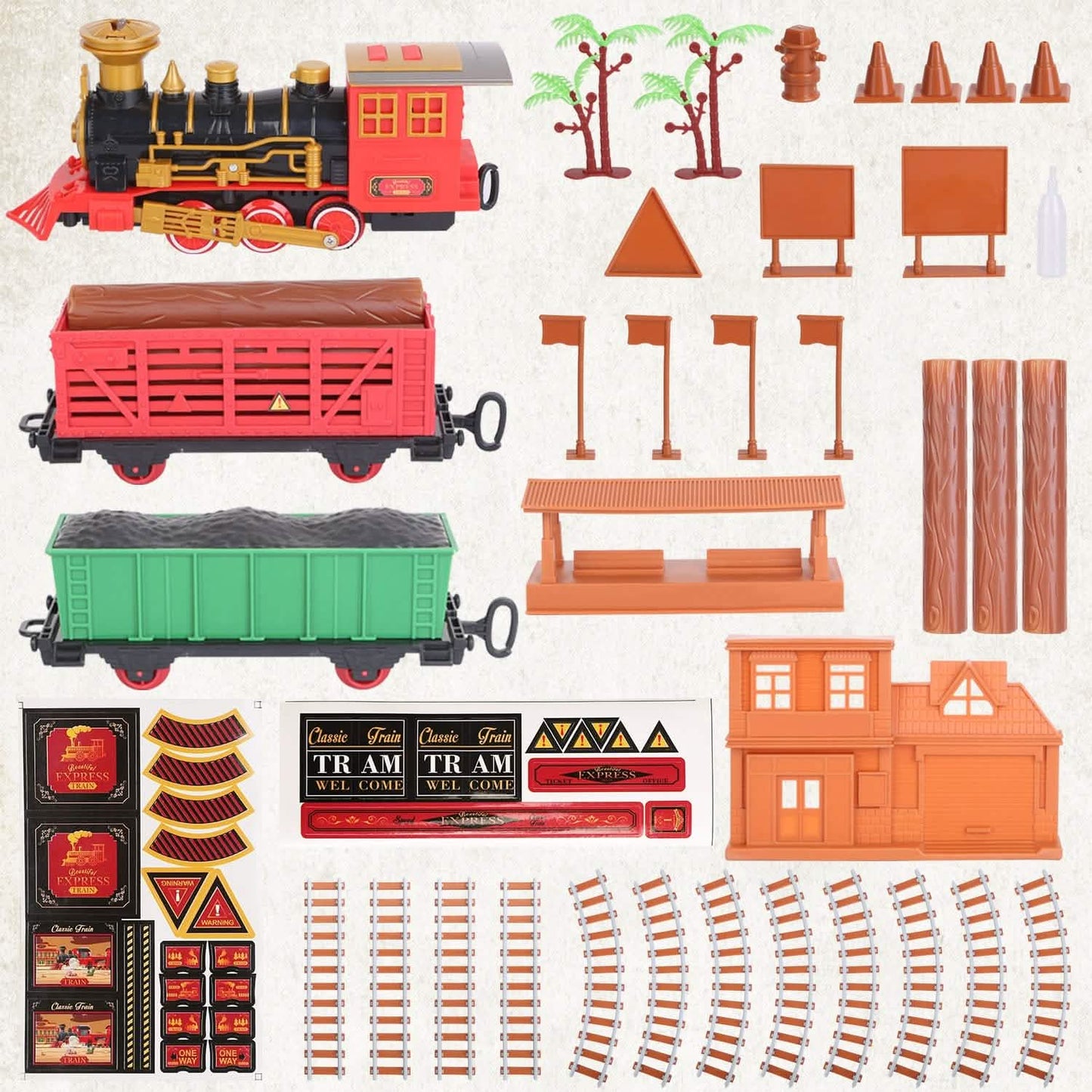 193-Piece: Electric Train Set Steam Locomotive Passenger Coach Coal Car Christmas Train Toys & Games - Tophatter Daily Deals