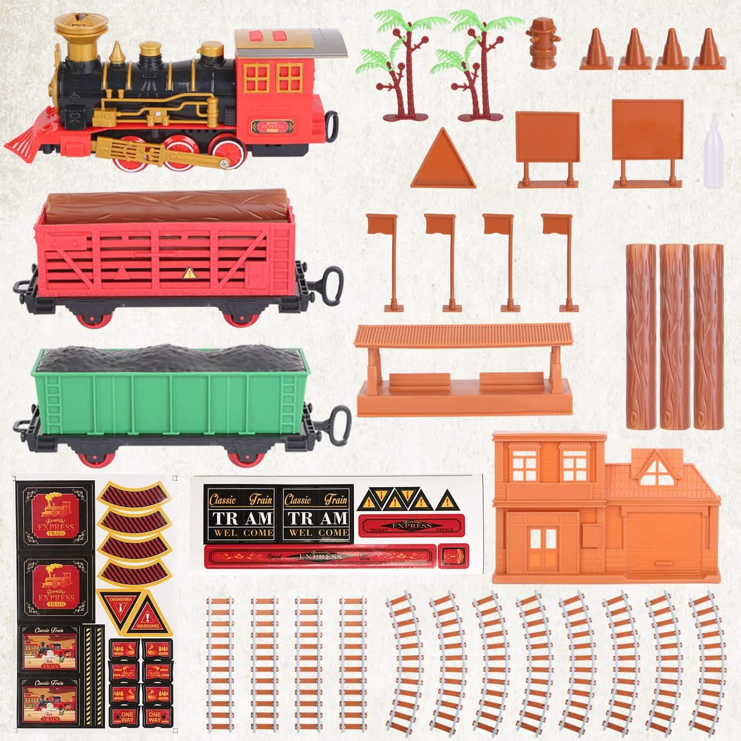 193-Piece: Electric Train Set Steam Locomotive Passenger Coach Coal Car Christmas Train Toys & Games - Tophatter Daily Deals